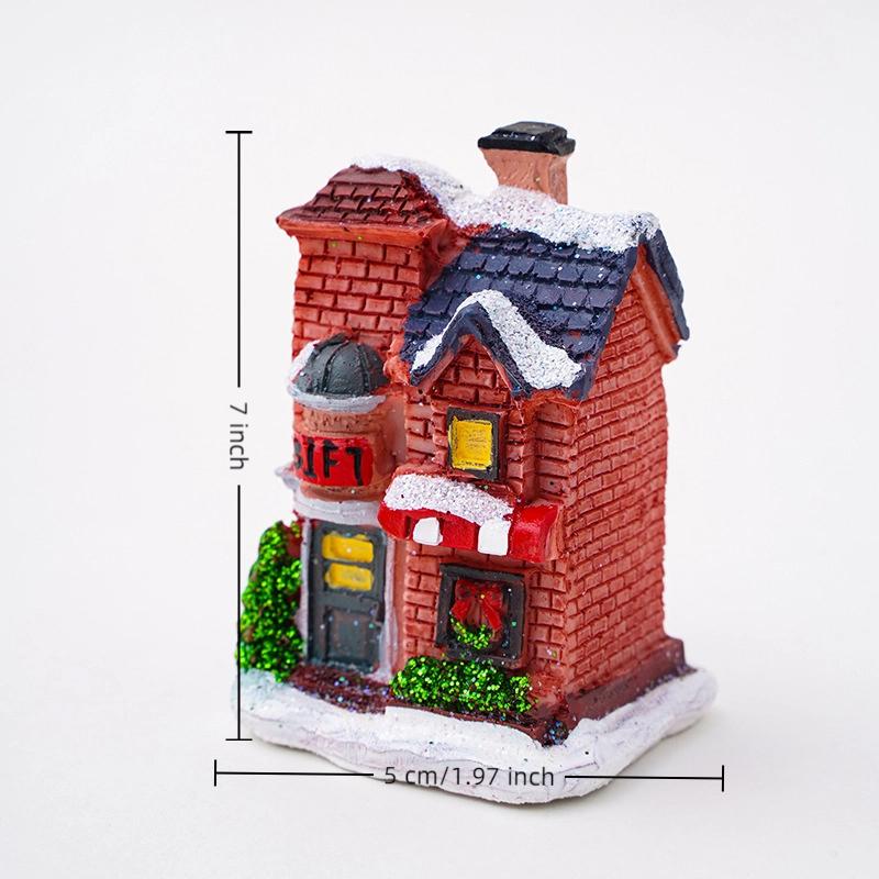 Christmas Ornament Mini Small House Luminous Used For Holiday Home Decor Christmas Tree Party Acesssories Desktop Ornament Gift