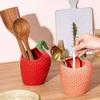 Ceramic Butter Freshness Jar Strawberry Shape Butter Dish Chopstick Tube  Household Use