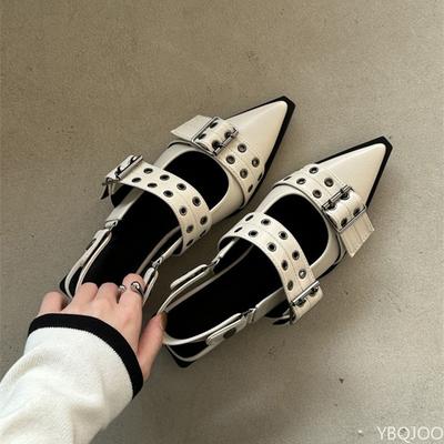 Fashion Sharp Pointed Medium Thick Single Shoes for Women In Spring Summer with Buckle Comfortable Temperament Women's Single Shoes