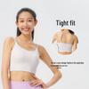 New Shockproof Sports Bra with Fixed Chest Pad and Thin Straps - Quick-Drying, Beautiful Back Design for Running and Fitness.
