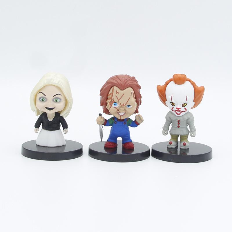 10 Pcs / Set Horror Film Series Jason Michael Chucky Scary Clown Action Figure Toys Pvc Model Halloween Gift Figurine Doll Gifts