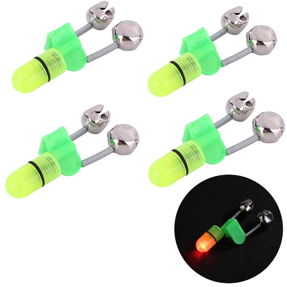 1-10pcs Night Fishing Rod Bite Bait Alarm Light with Twin Bells Ring Fishing Bite Alarm Indicator Carp Fishing Accessories