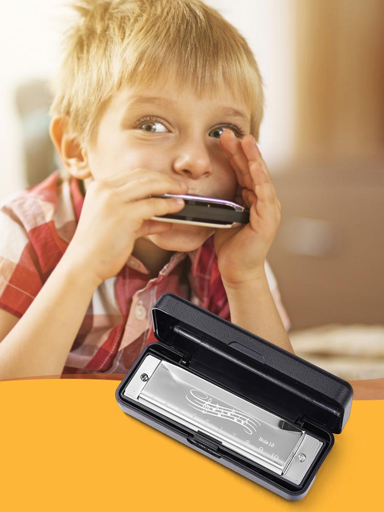 10 Hole 20 Tone Harmonica Early Educational Mini Harmonica Music Instrument Toys Easy Learning with Case for Beginner Students