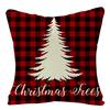 Christmas Plaid Linen Pillowcase Festive Home Decoration Gift Sofa Pillow Cushion Cover