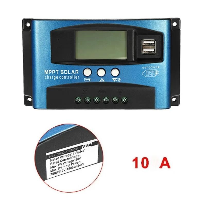 

Solar Charge Controller 12V 24V 60A 80A 100A Dual USB LCD Display Auto Cell MPPT Panel Charger Regulator With Load 10A