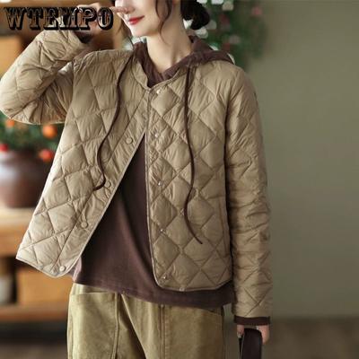 Leichte, wattierte Jacke, dünner Baumwollmantel, Damenkleidung, Winter, einfarbig, langärmeliges Oberteil, lockere, lässige, elegante Steppjacke