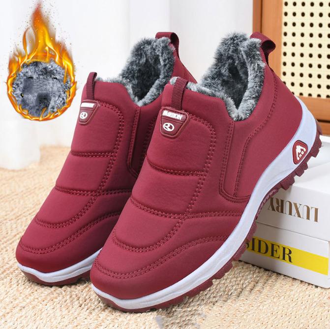 Téli Meleg Bőr Szőrme Mokaszin Női Sport Sneaker Női Puha Meleg Kényelmes Cipő