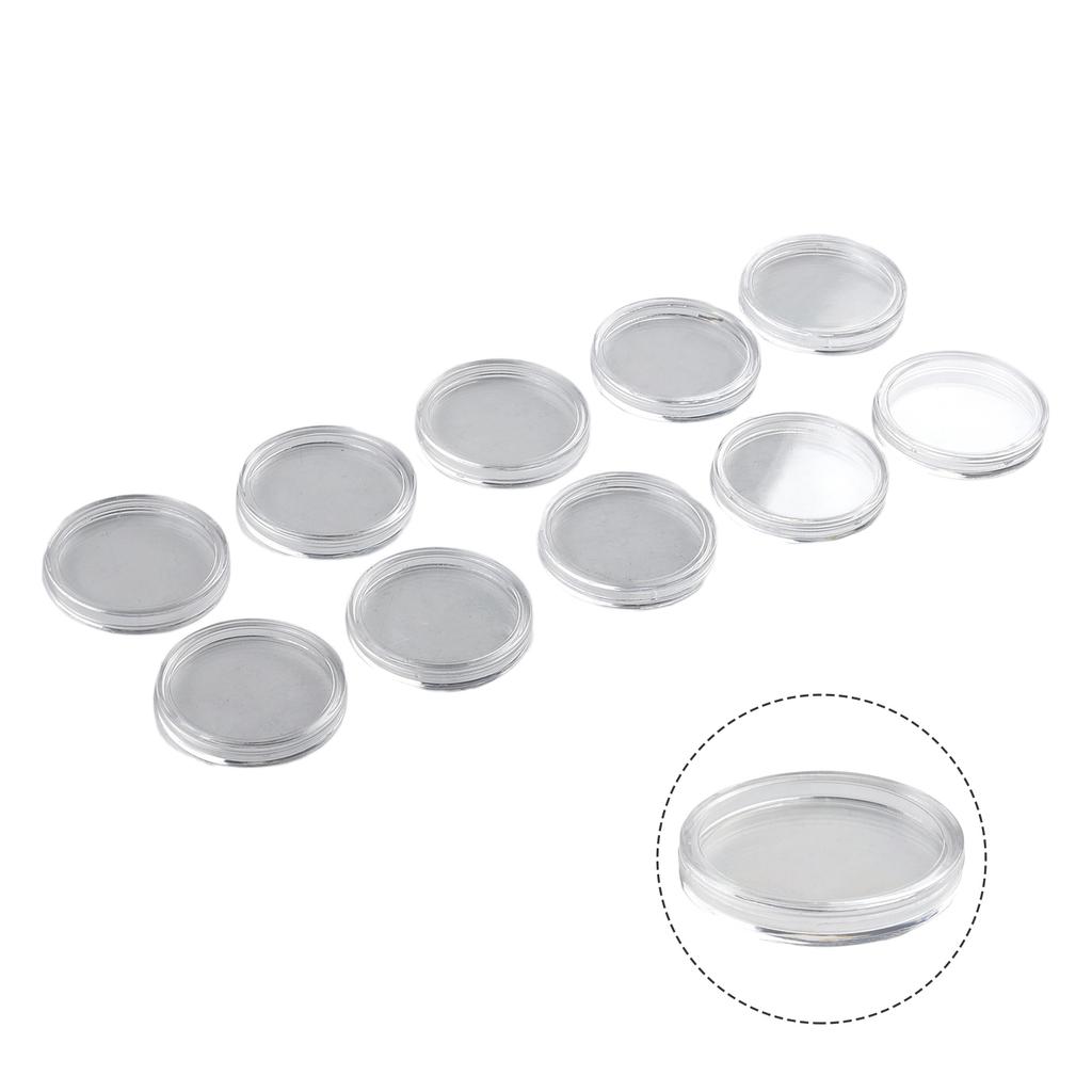 10Pcs Coin Case Transparent Round Storage Case Holder Coin Plastic Box 38/50mm