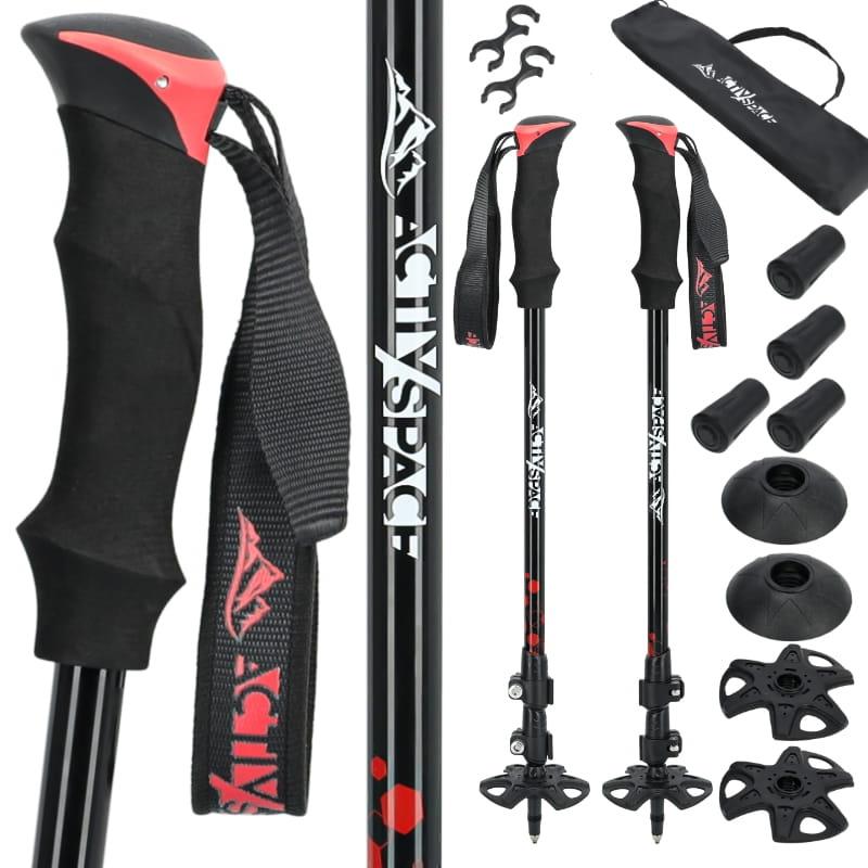 Red adjustable trekking poles - standard k02