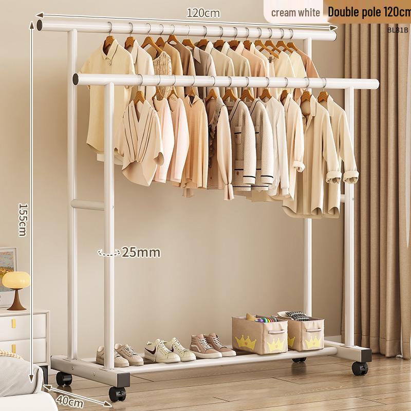 Floor Standing Clothes Rack and Coat Stand with Folding Single Pole for Bedroom or Dormitory.