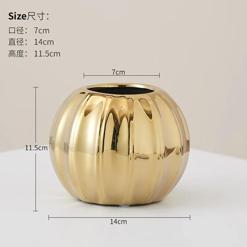 Table Decoration Pumpkin Flower Pot Ceramic Vase Decoration Home Decoration Dining Handmade Flower Material Bottle Pumpkin Vase