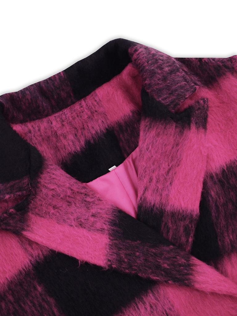 2025 Winter New Long Plaid Double-sided Wool Coat Women's Elegant Lapel Woolen Outerwear for Europe and America