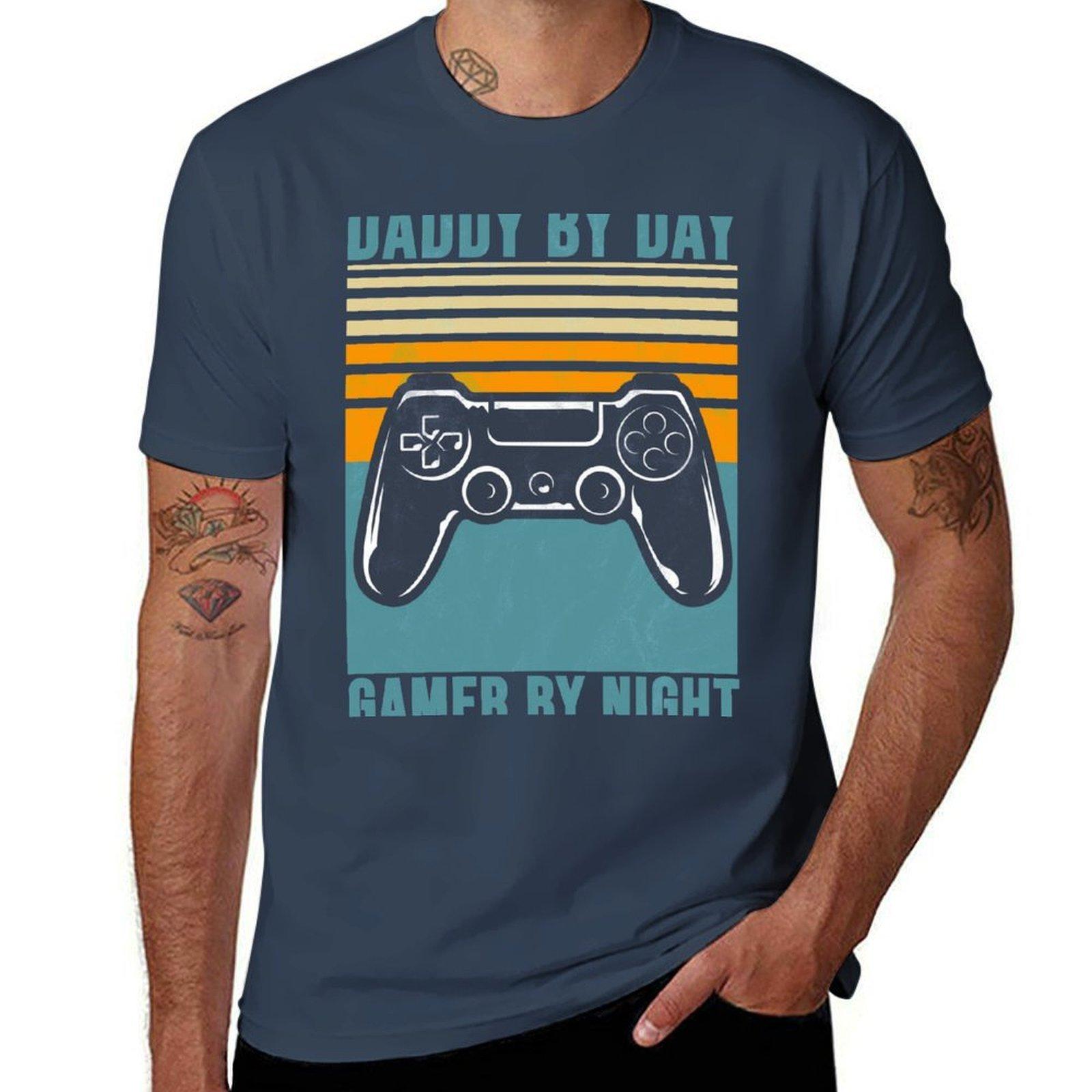 Daddy By Day Gamer By Night Tshirt Lightweight Print Tshirt S