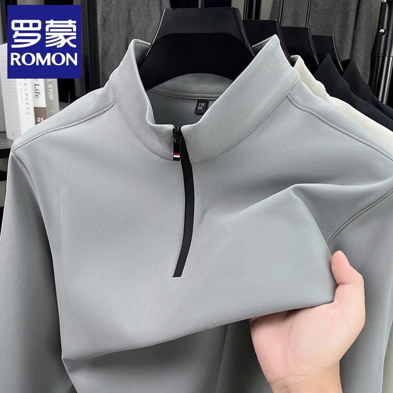 Luomeng Men s Half-Zip Stand Collar Fleece-Lined Sweatshirt M