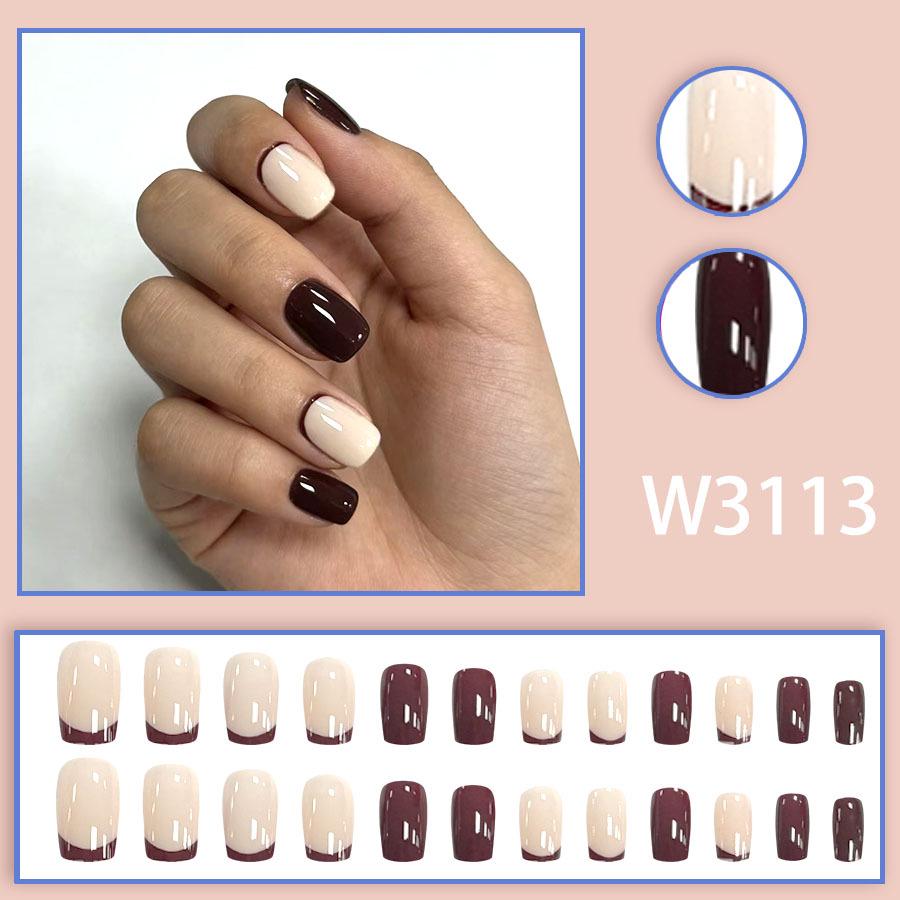 Wine Red Gradient Nail Art: 24-Piece Versatile Press-On Nails