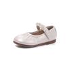 Kids Girls Solid Color Round Toe Pearl Velcro Mary Jane Princess Leather Flats