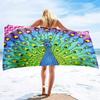 Peacock Beach Towel, Absorbent Quick Dry Sand Free Microfiber Compact Travel Beach Towel, Sandless Lightweight Beach Towel