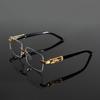 Men Metal Leopard Rimless Anti Blue Light Glasses - Vintage  Rectangle Style, Metal Frame for Business & Casual Wear