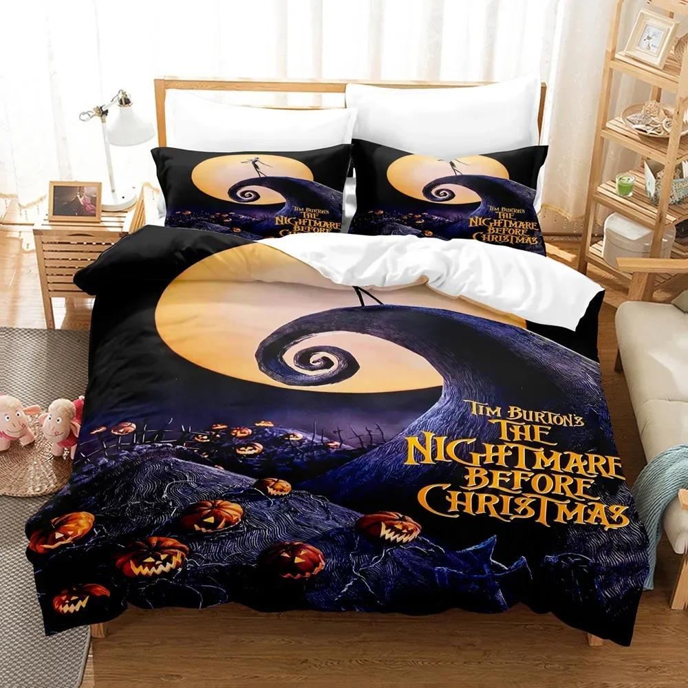 Halloween Cartoon Pumpkin Lantern Castle Bat Comfortable Duvet Quilt Cover Pillowcase Bedding Set Children Bedroom Decoration