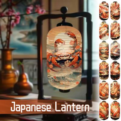 Japanische Stofflaterne Schöne Krabben-Garnelen-bedruckte Laternen Sushi Hotpot Izakaya Restaurant Bar Werbelaterne