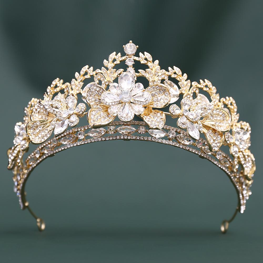 

DIEZI Sweet Elegant Luxury Gold Silver Color Crystal Tiara For Women Girls Wedding Party Bridal Bride Crown Hair Accessories золотий