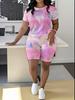 Butterfly Ladies Casual Suit Short Sleeve Shorts 1D Digital Flower Printing Fashion T-Shirt Two-piece Set