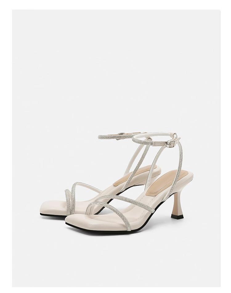 Fashion 2025 Summer Women's Sandals New Open Toe High-heeled Sandal Shoes with Buckle Simple Elegant Stiletto