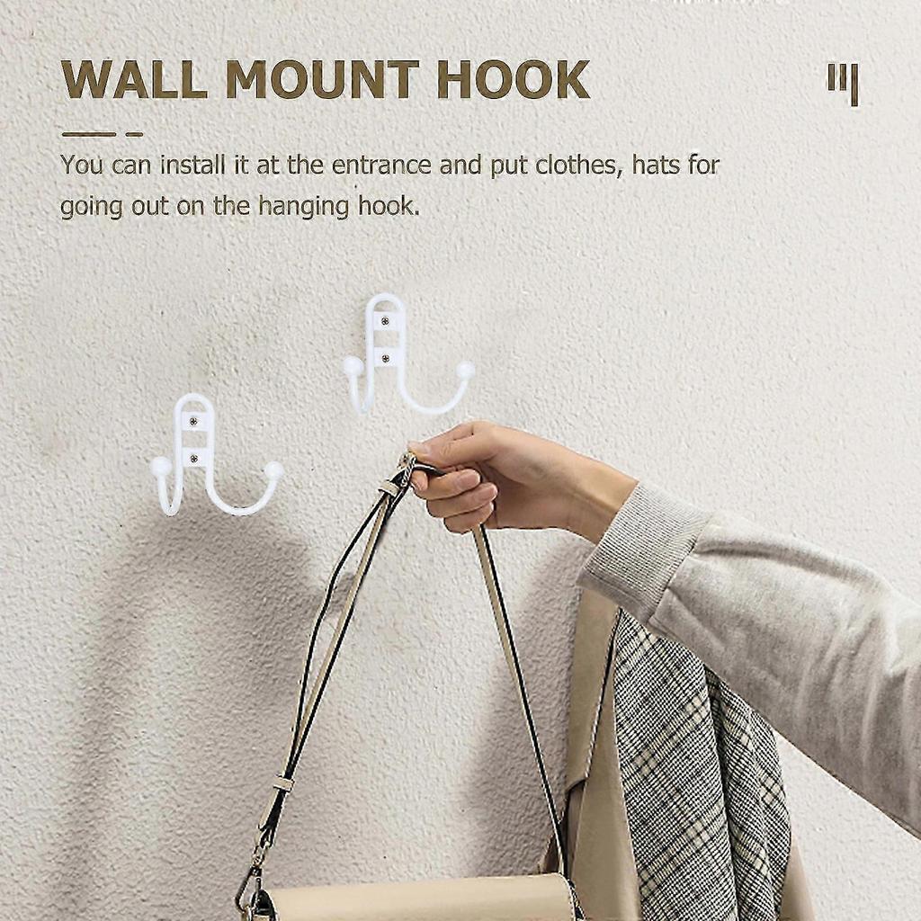 Crochets muraux de salle de bain Crochets vintage en fer pour suspendre les vêtements 6 pièces Blanc