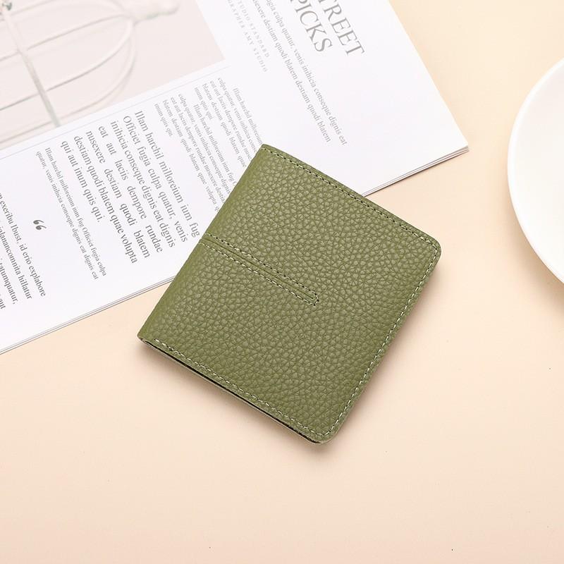 Slim 2-Fold PU Leather Wallet Women With Stitched Detail Multi-Card Slots Snap Lightweight Minimalist Design