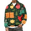 Men's Casual Flannel Quarter-Zip Long Sleeve Sweatshirt with Christmas Print