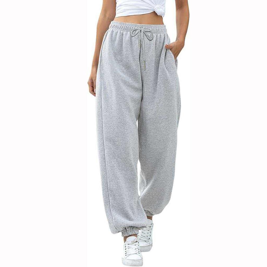 Damen Color Kordelzug Locker Sitzende Jogging-Sweatpants mit Elastischen Bündchen