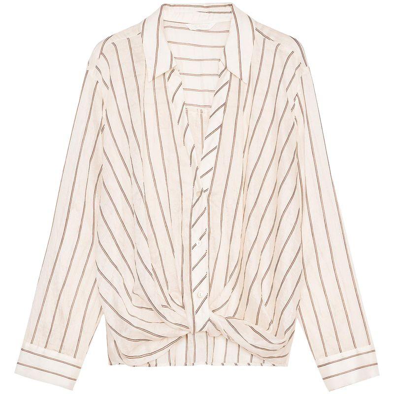 Zaprha 2025 New Arrival French Style Loose Plaid Bow Tie Stripes Long Sleeves V-neck Shirt Women's 5029082