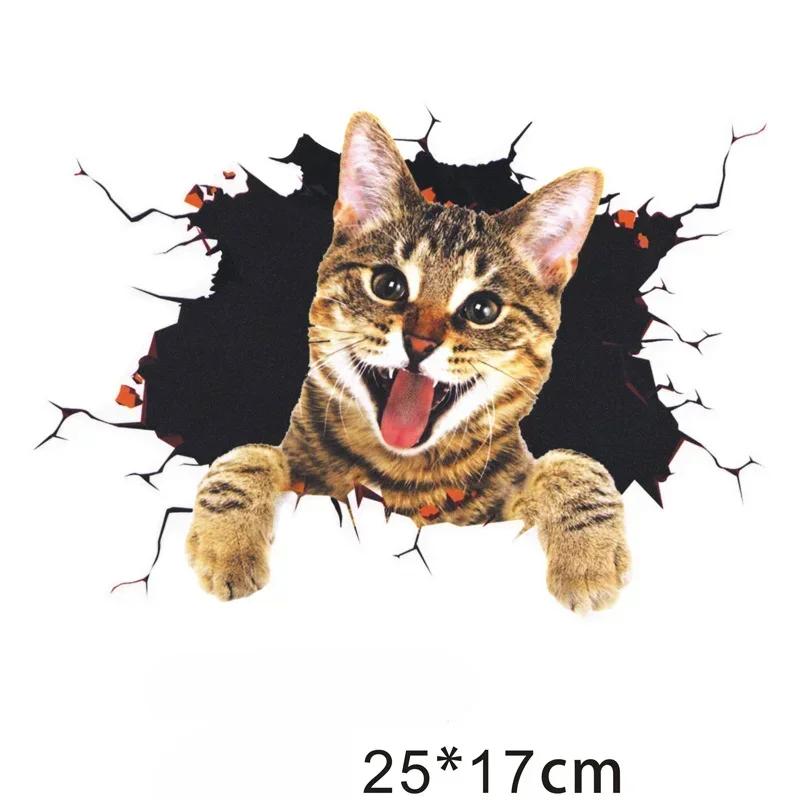 Car Stickers 3D Cartoon Cat Creative Cats and Dogs In the Cracks PVC Stickers Auto Car Decal Decals Car-styling Accessories
