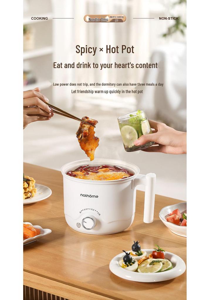 Multifunctional Mini Electric Cooker: All-in-One Pot for Steaming, Frying, Braising, and Cooking - Perfect for Dormitory Use.