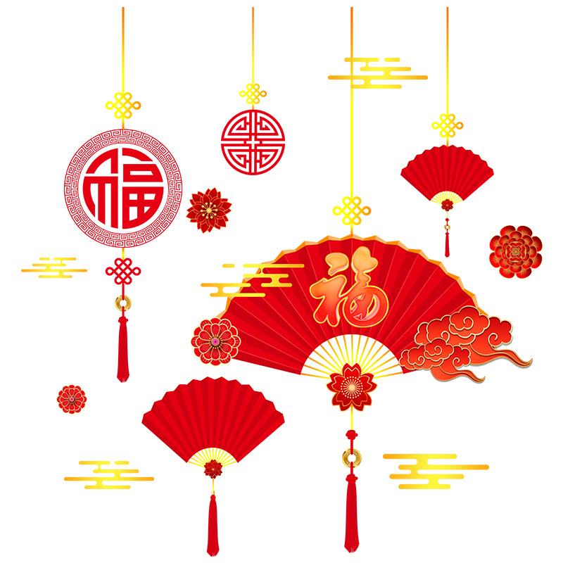 

Большие новогодние наклейки на окна самоклеящиеся двусторонние декор для дома фестиваль Рождество украшение на стекло гостиная балкон 60x60cm красный