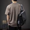 Trendy Men's Loose-fit Solid Color T-shirt, Crew Neck Casual Top with Paneled Stitching, Minimalist T-shirt for Daily Wear & Streetwear