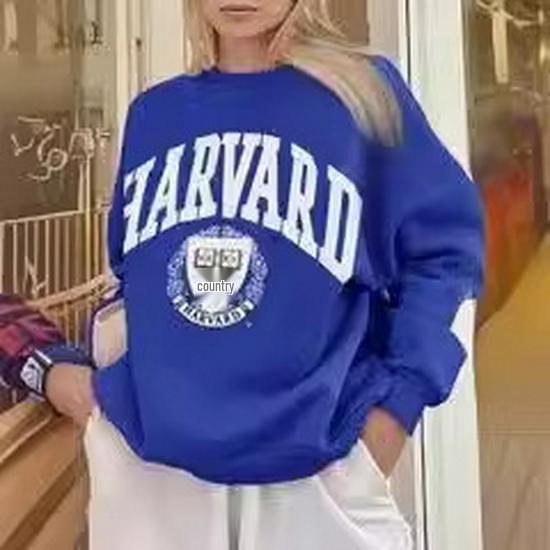 European & American Women's Printed Round Neck Sweater, 2024 Collection