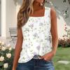 Women's Fashion Pleated Printed Square Neck Vest Top