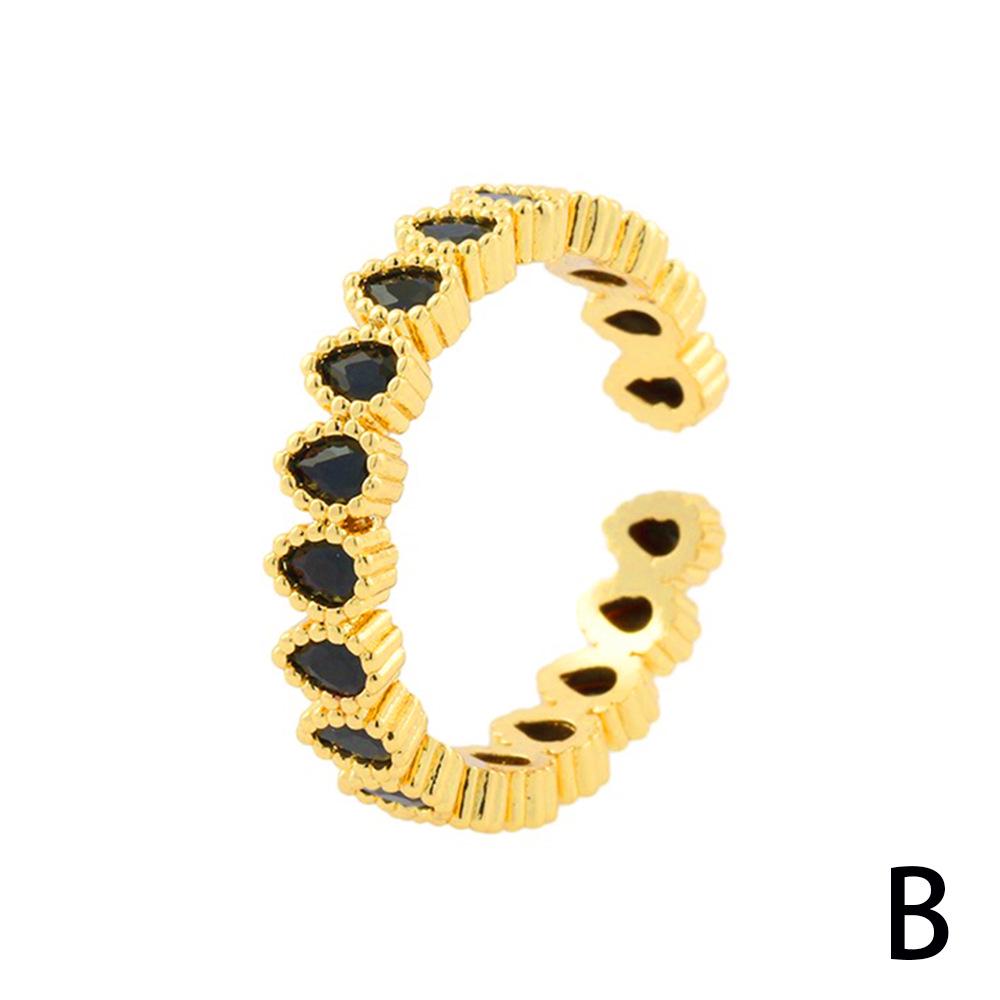 

Европейское и американское кольцо-капля с бриллиантом - Элегантный, простой дизайн Adjustable Open Ring алмаз/чёрный