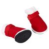 4 peças de sapatos quentes de algodão para animais de estimação, antiderrapantes com gancho e laço para botas de neve para cães e gatos
