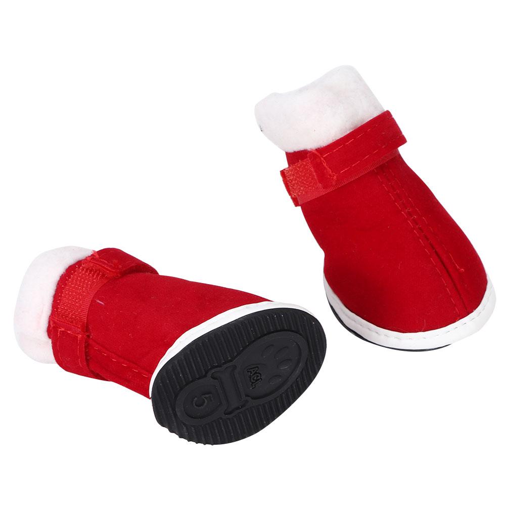 4 peças de sapatos quentes de algodão para animais de estimação, antiderrapantes com gancho e laço para botas de neve para cães e gatos