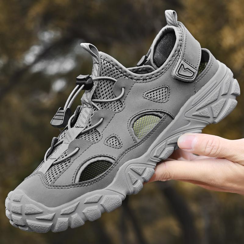 Breathable Men's Bag Head Sandals Hollow Mesh Hole Shoes Outdoor Non-slip Summer Sandals Lightweight Sports Leisure Beach Shoes
