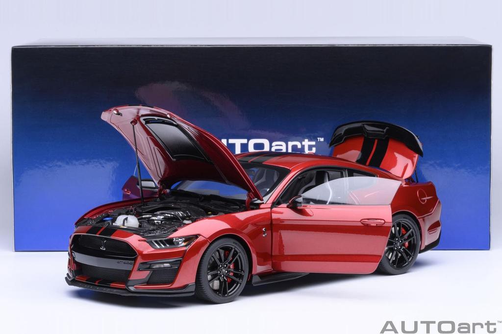 AUTOart Scale Ford Mustang Shelby GT500 Finished Product 73098 1/18 (Red/Black Stripes)