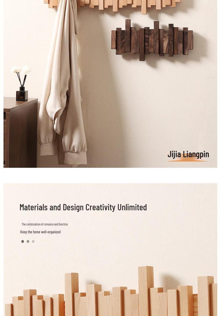 Creative Wooden Wall-Mounted Piano Key Coat Rack with Entrance Hooks