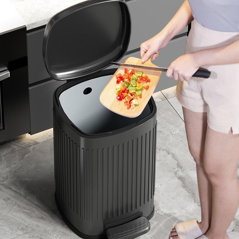 Pedal Trash Cans Stainless Steel Trash Bin Large Capacity Kitchen Litter Bins Luxury Rectangular Bathroom Dustbins with Lid