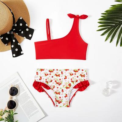 Tweedelige badmode voor tienermeisjes Mode rode bikinisets Hoge kwaliteit split-zwemkleding voor kinderen Zwemkleding voor meisjes