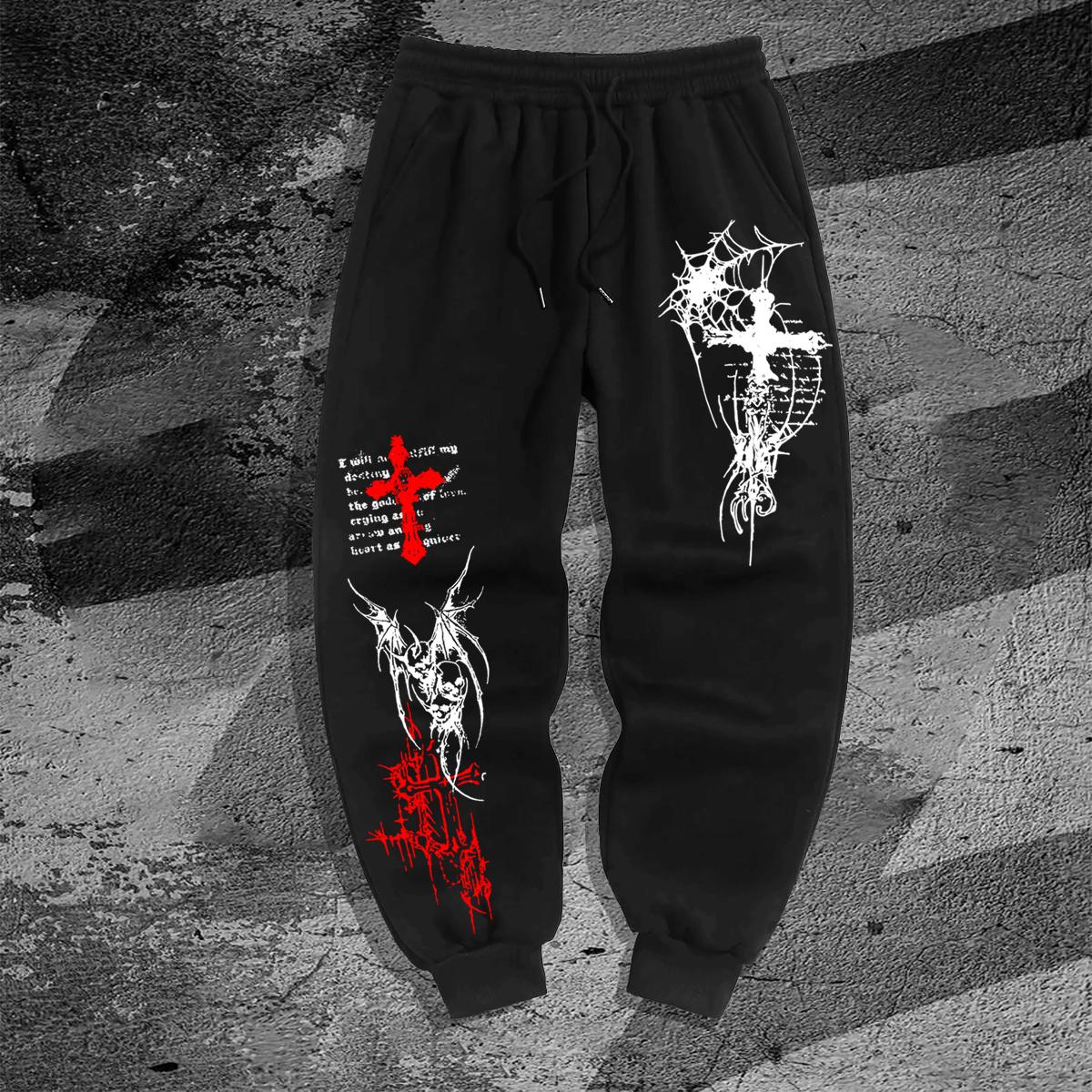 

Спортивные брюки-джоггеры с манжетами, в темном стиле, с принтом шипов и роз L чёрный