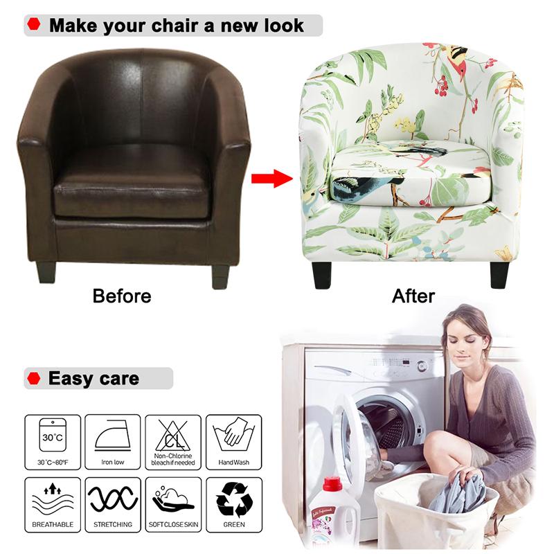 Dalijamo stiliaus vonios klubo fotelio sofos užvalkalai svetainei, tampri baro kėdės sofos užvalkalas su sėdimosios dalies pagalvėle, sofos užvalkalas