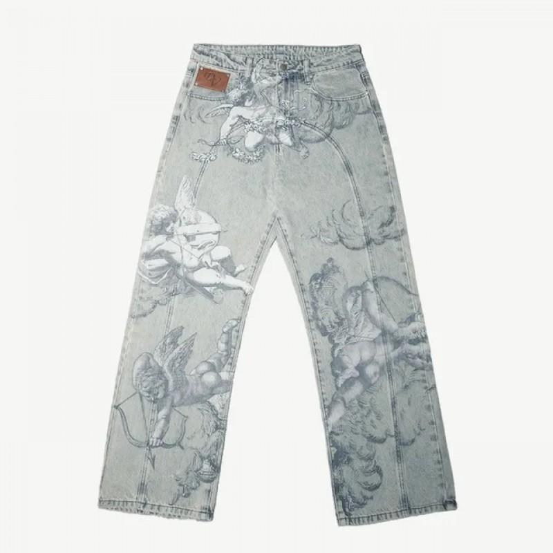 High-Waisted Straight Fit Denim Jeans With