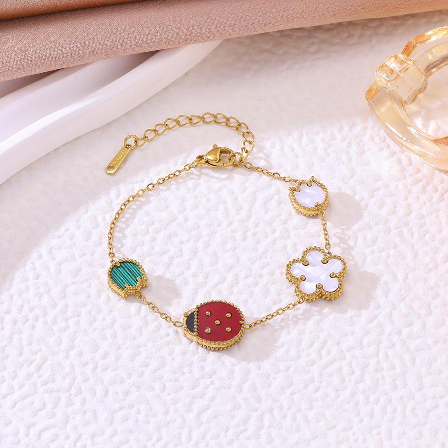 Luxury Multi-Color Enamel Ladybug & Mother-of-Pearl Bracelet